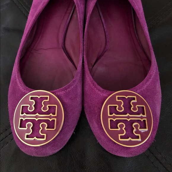 Tory Burch fuchsia suede Reva flats size 9 - Picture 1 of 5